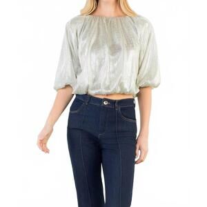 NEW THML katie bubble top in silver